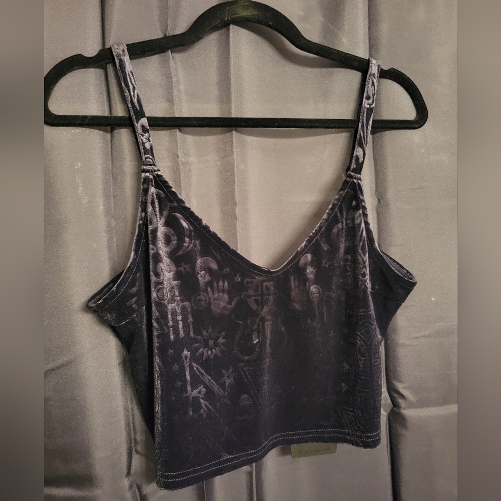 NWT KILLSTAR BLACK VELEVET BURNOUT CROP TOP